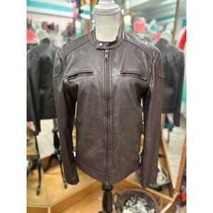 Only & Sons Brown Leather Jacket in S